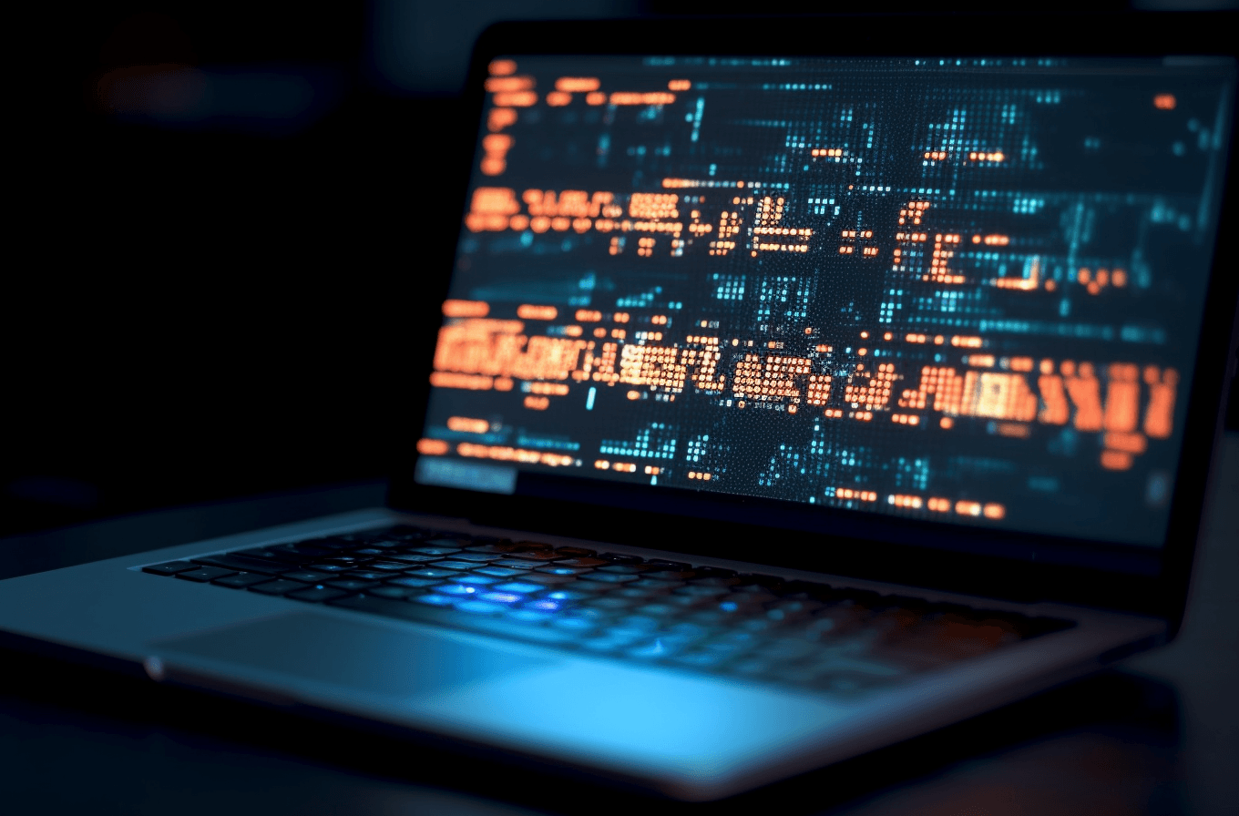 Laptop with code on screen